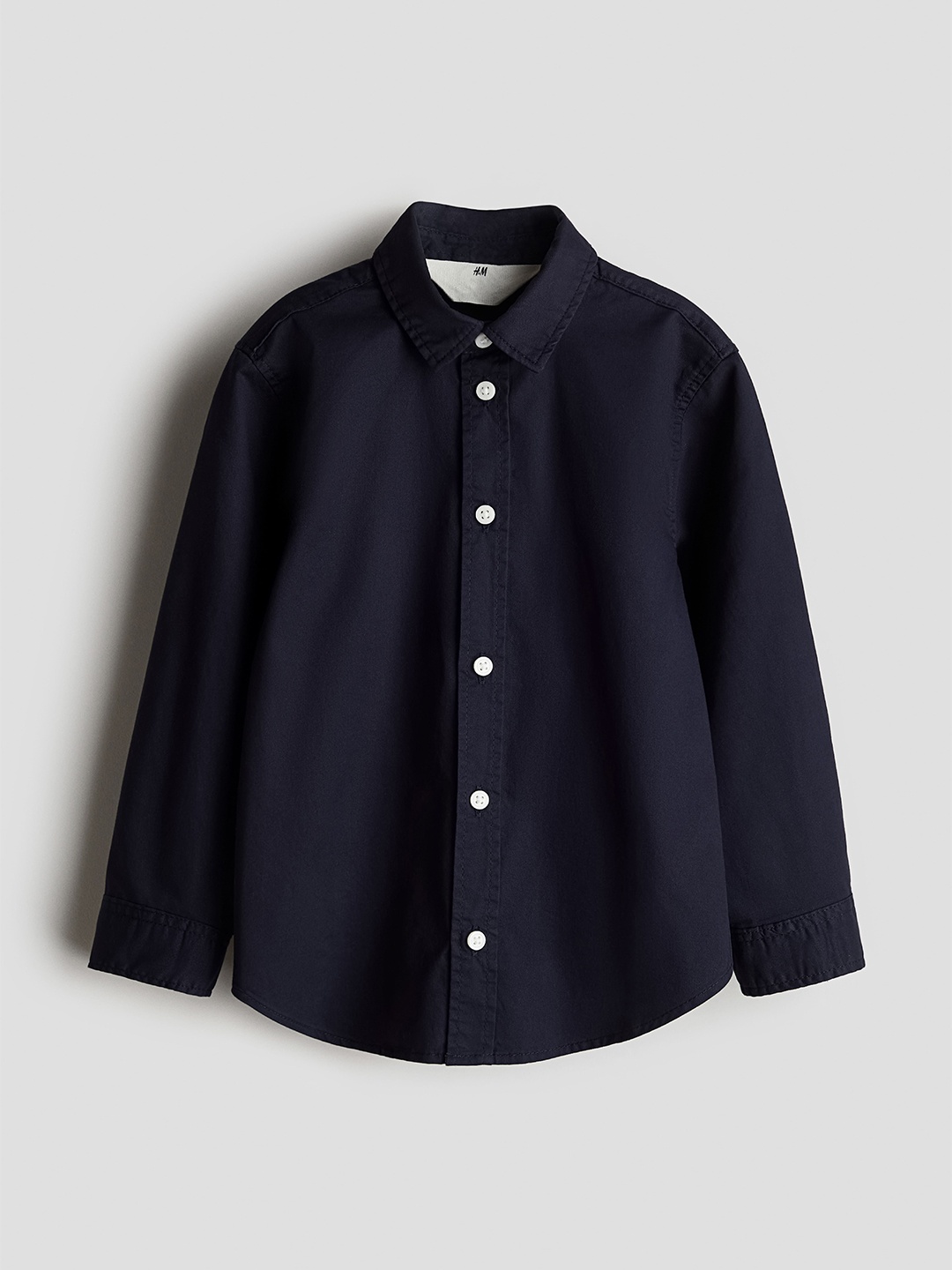 

H&M Boys Long-Sleeved Cotton Shirt, Navy blue