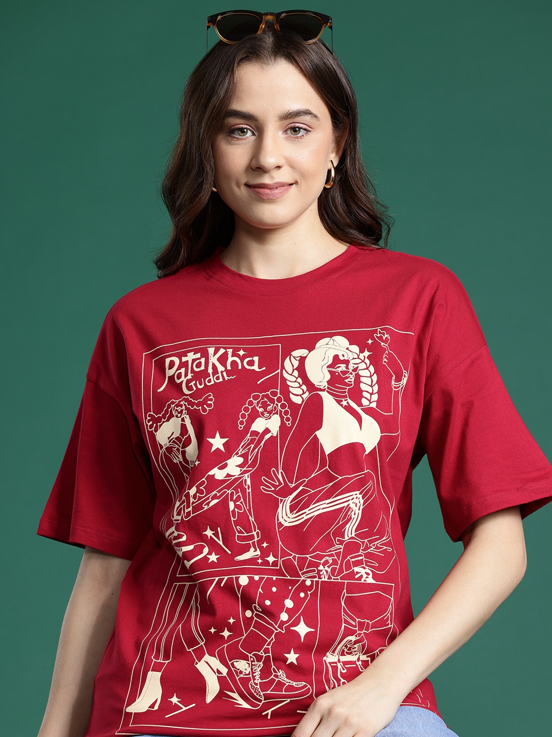 

DressBerry Women Printed Pure Cotton T-shirt, Red
