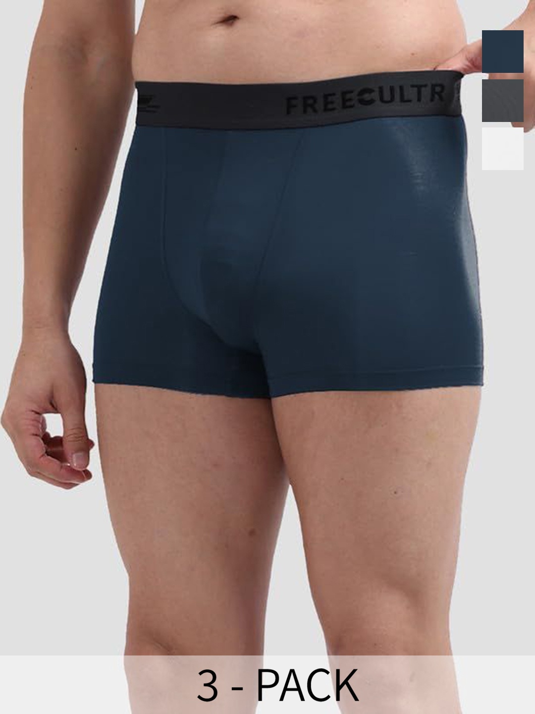 

FREECULTR Pack Of 3 Anti Bacterial Micromodal Trunks, Teal