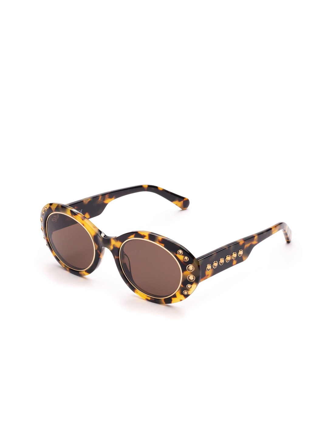 

SWAROVSKI Women Round Sunglasses with UV Protected Lens 5625304, Brown