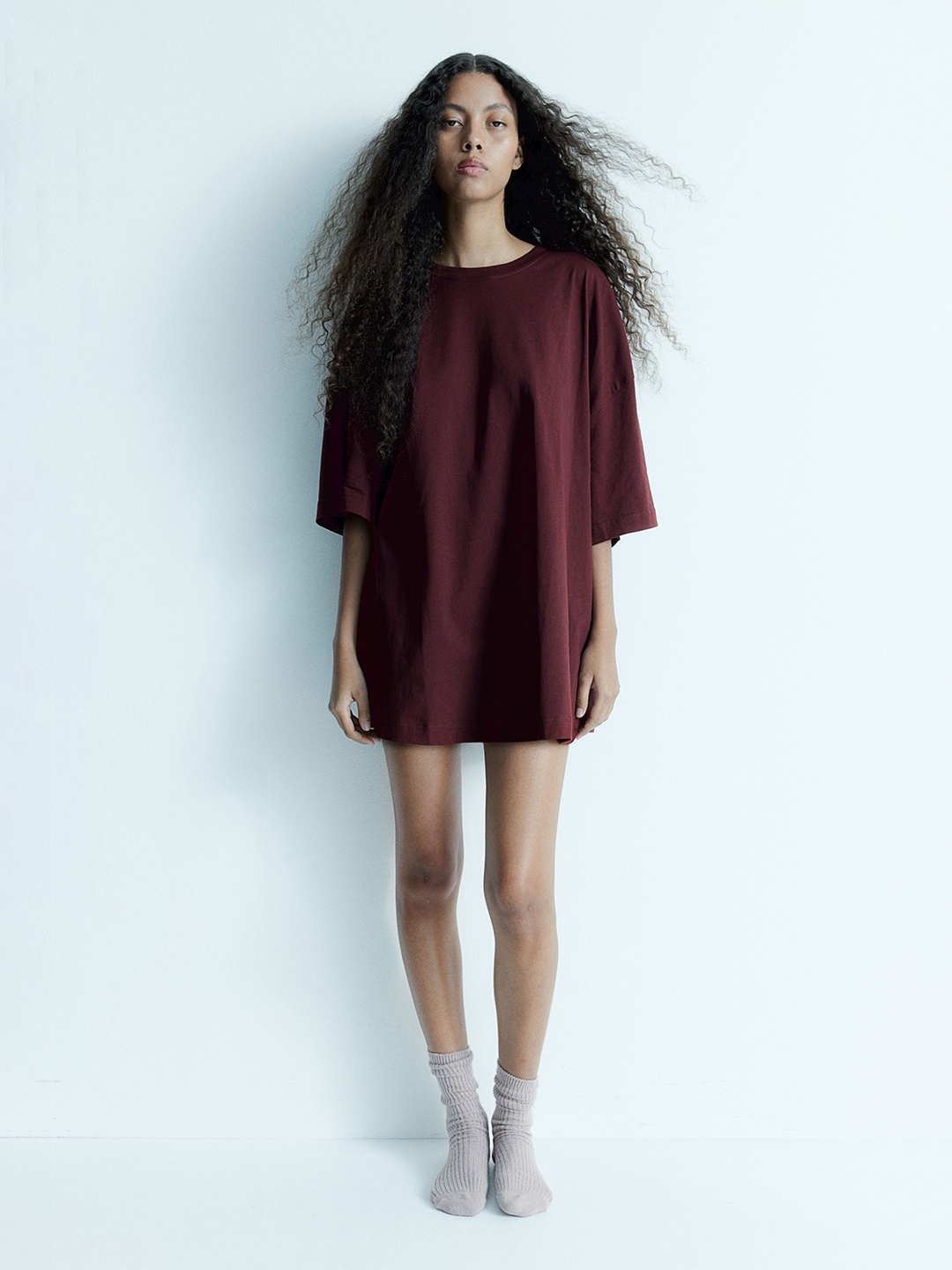 

H&M Oversized T-shirt, Burgundy