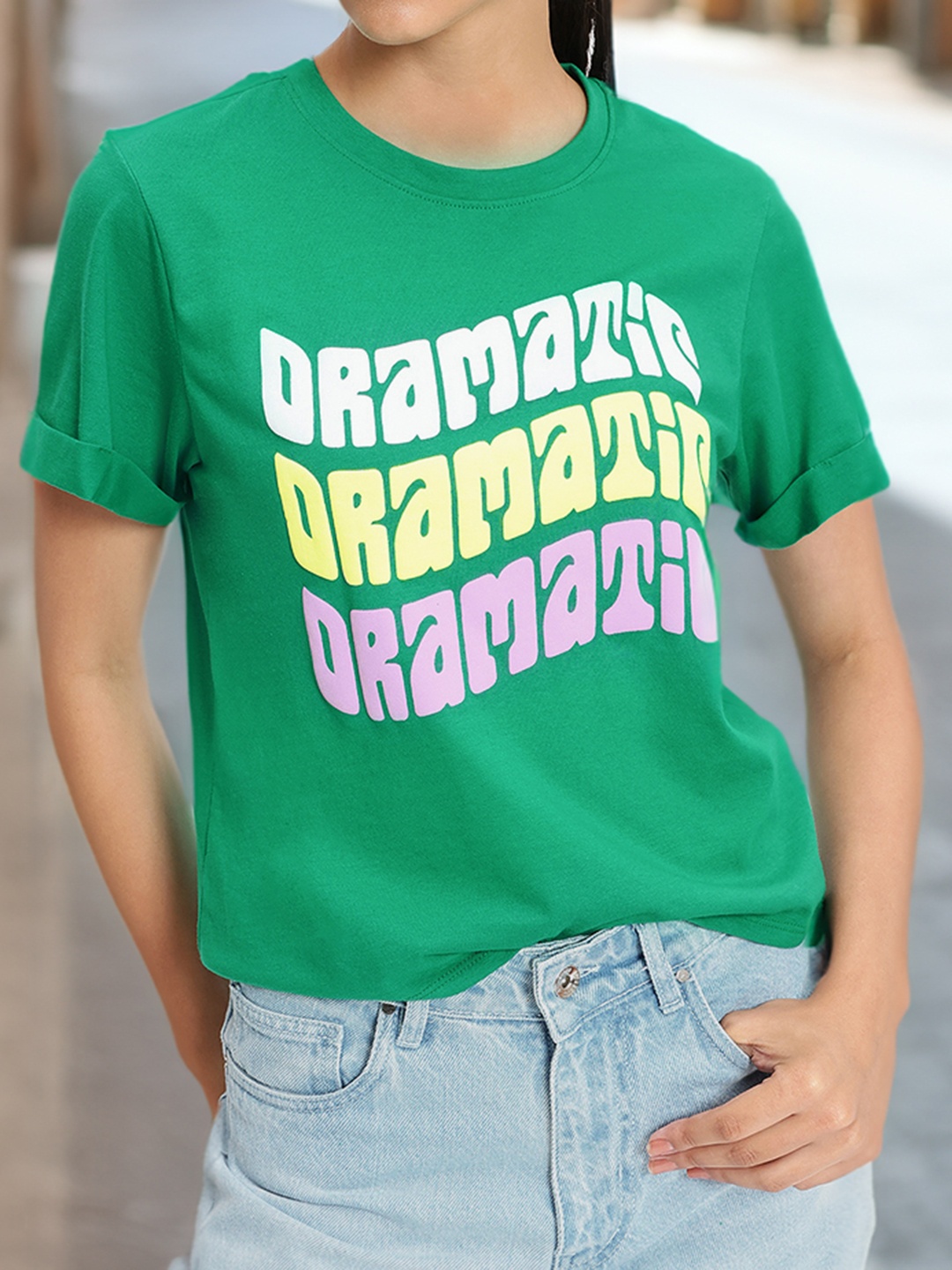 

DressBerry Groovy Graphic Printed T-Shirt, Green