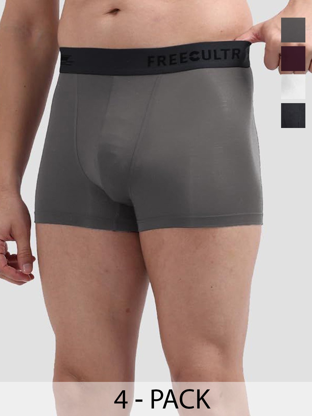 

FREECULTR Pack Of 4 Anti Bacterial Trunks, Grey