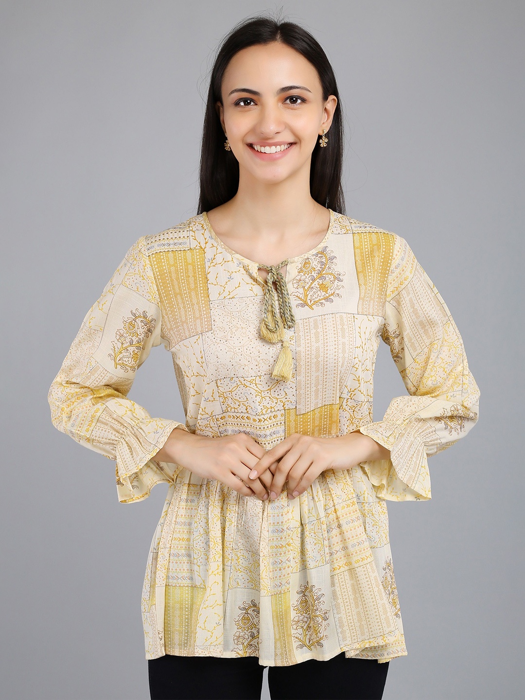 

VAPPSYAM Printed Tunic, Yellow