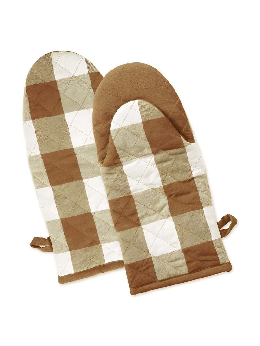 

Lushomes Beige & Brown 2 Pieces Checked Pure Cotton Oven Gloves