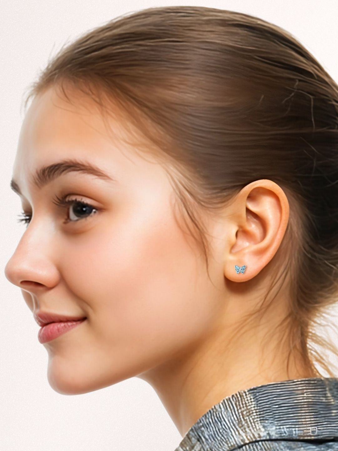 

HighSpark Girls 925 Sterling Silver Zircon Studded Studs Butterfly Studded Earrings