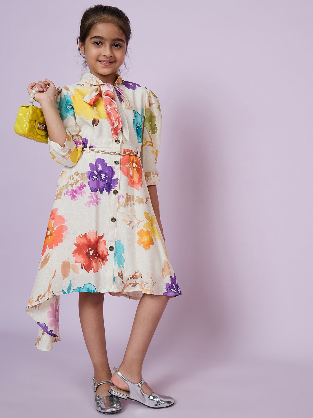 

Peppermint Floral Print Fit & Flare Dress, Cream