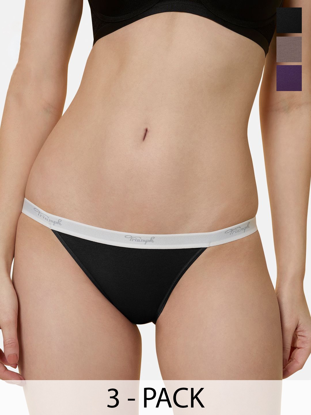 

Triumph Pack Of 3 Assorted Tanga Briefs M000476 9I, Black