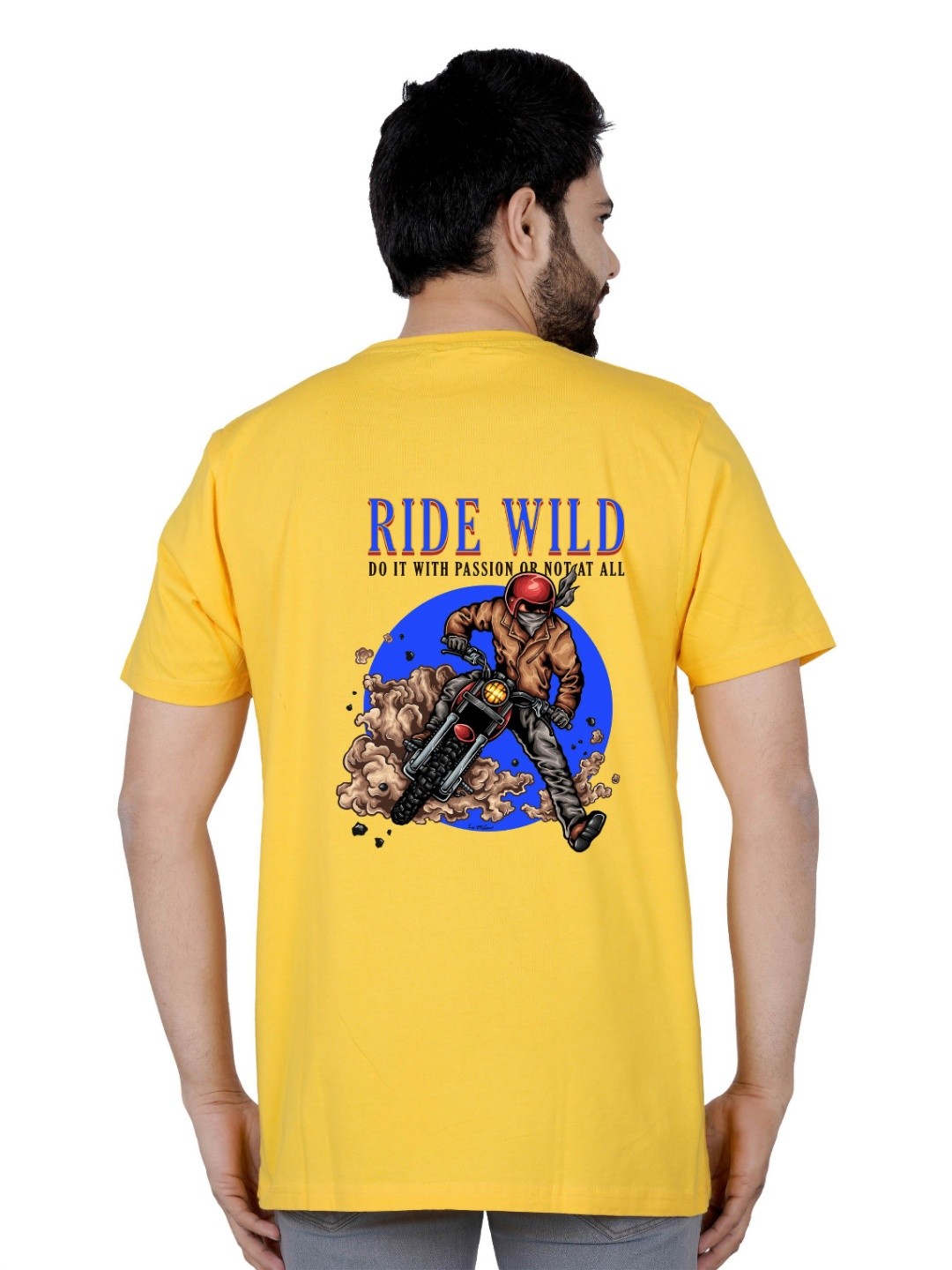 

LA MILANO Men Graphic Printed Pure Cotton Slim Fit T-shirt, Yellow