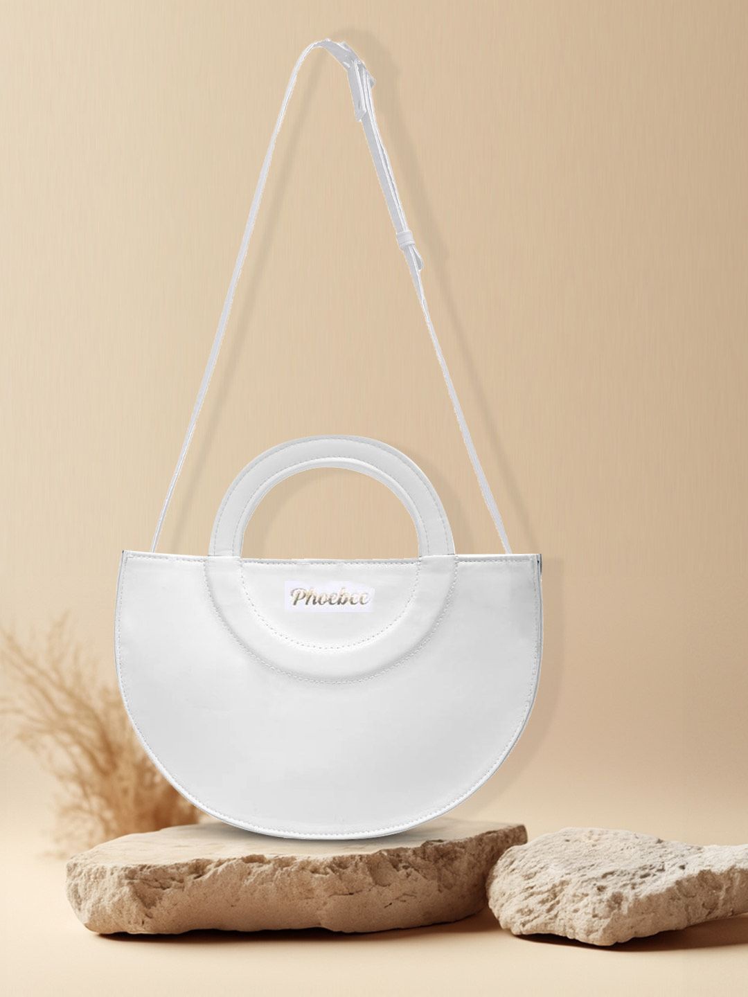 

PHOEBEE Women Solid Structured Sling Bag, White