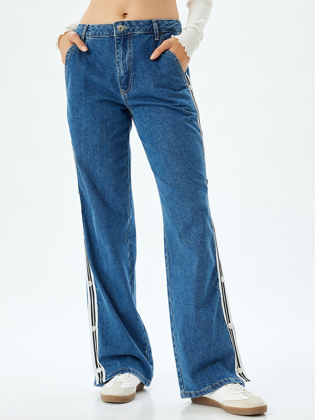 

Koton Women Straight Fit Trousers, Turquoise blue