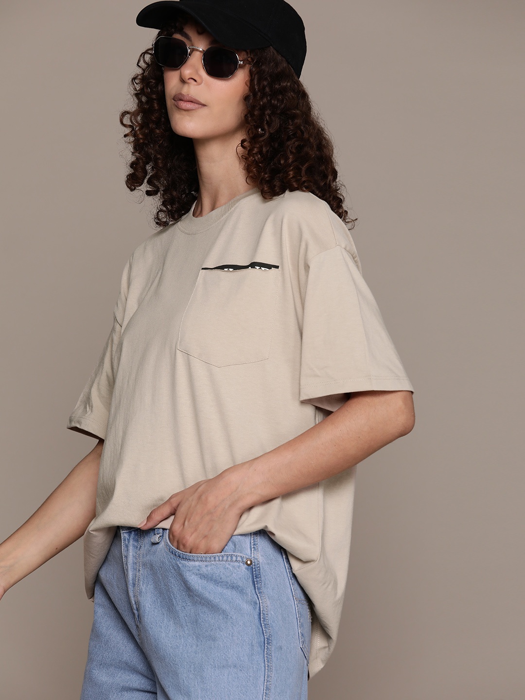 

The Roadster Lifestyle Co. Pocket Oversized T-shirt, Beige