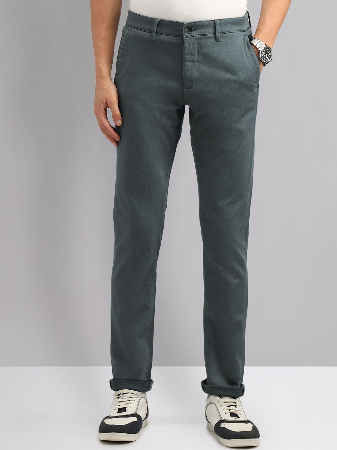 

AD By Arvind Men Slim Fit Chinos Trousers, Green