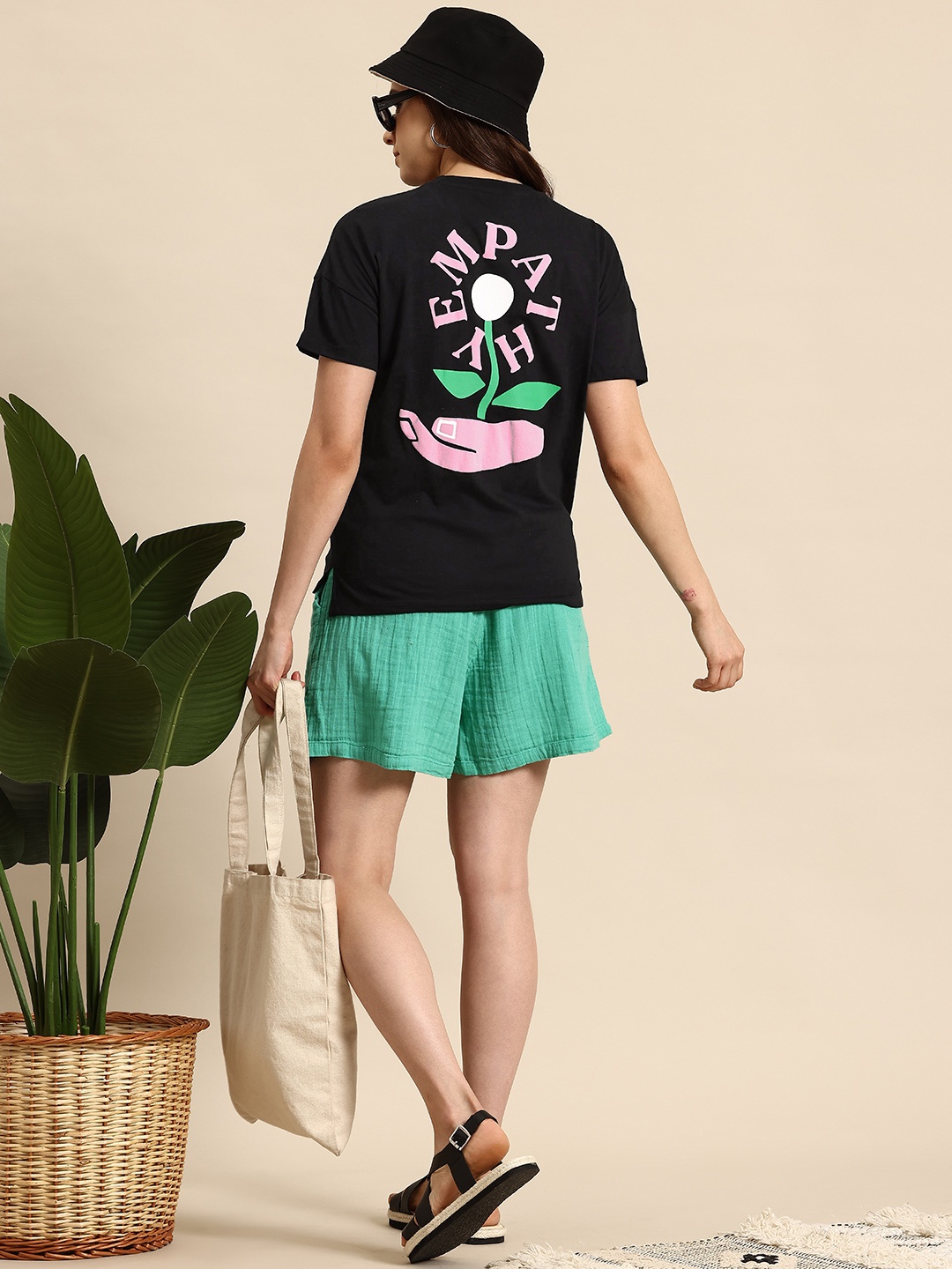 

Mast & Harbour Printed Pure Cotton T-shirt, Black