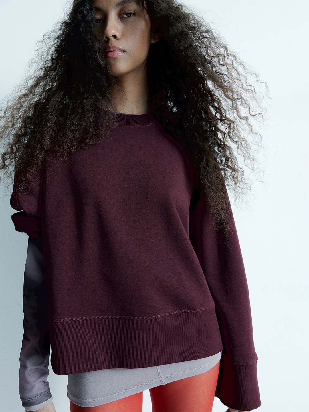 

H&M Women Oversized Sweatshirt, Maroon
