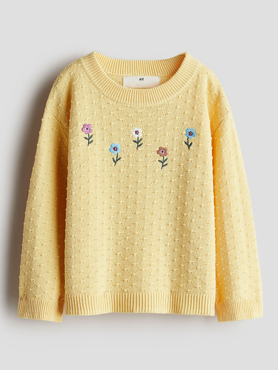 

H&M Girls Patterned Cotton Jumper, Yellow