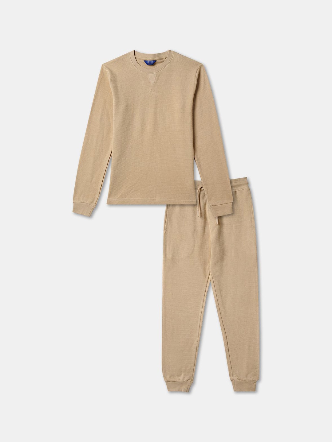 

R&B Boys Pure Cotton Solid Night Suit, Beige