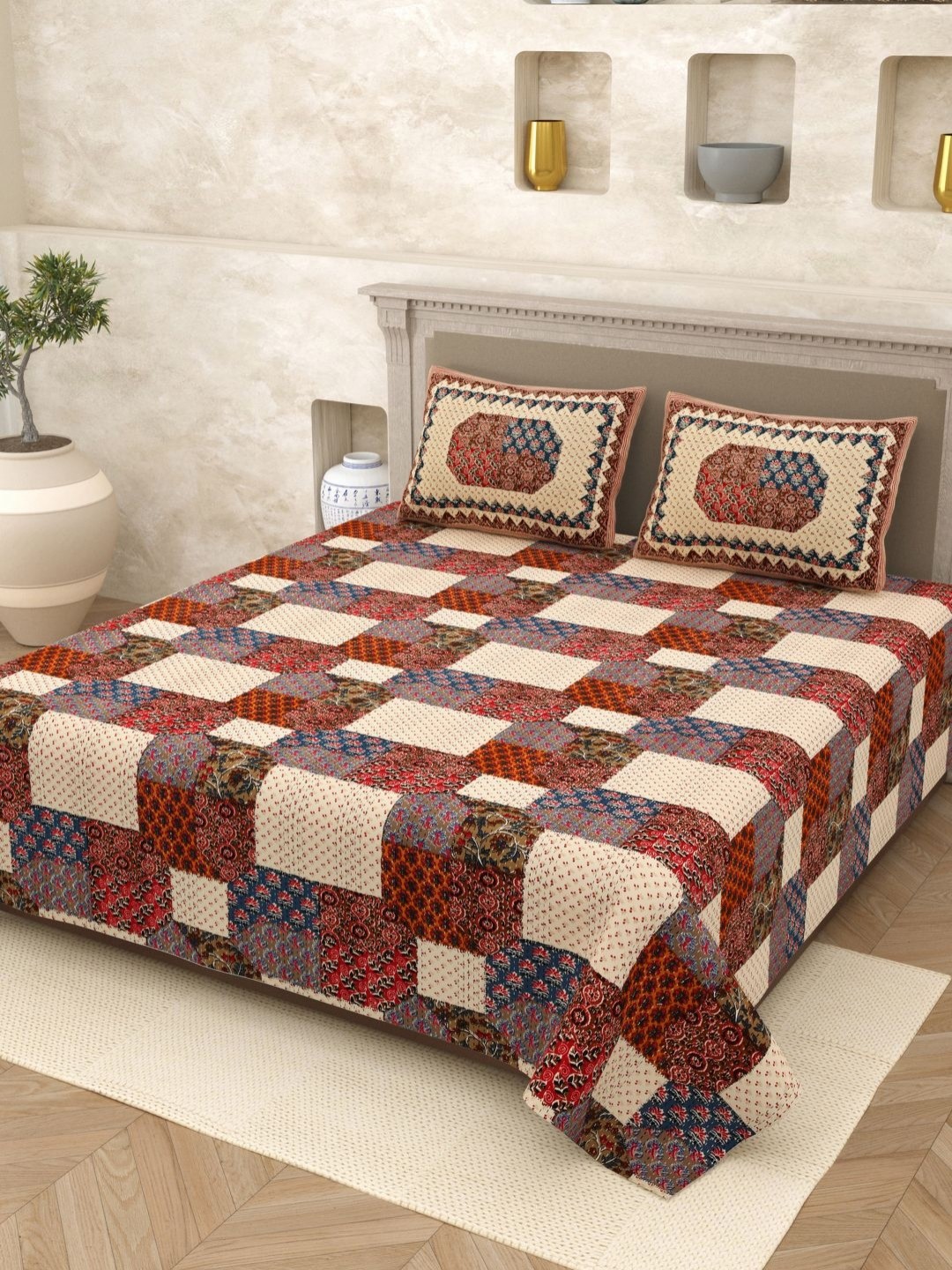

Homez Sparrow Opulent Collection 210 TC Pure Cotton King Bedsheet Set- 2.50 m x 2.70 m, Beige