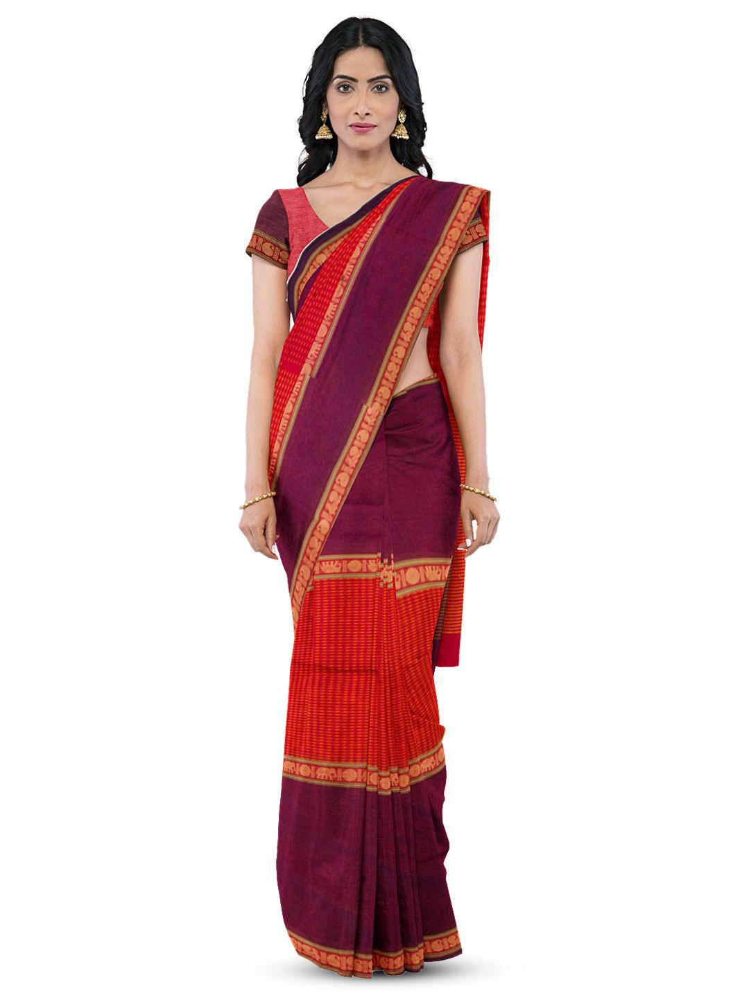 

Avishya Woven Design Zari Pure Cotton Saree, Orange