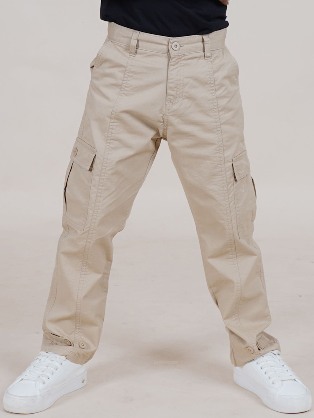 

KiddoPanti Boys Cotton Cut Sew Cargo Pant, Beige