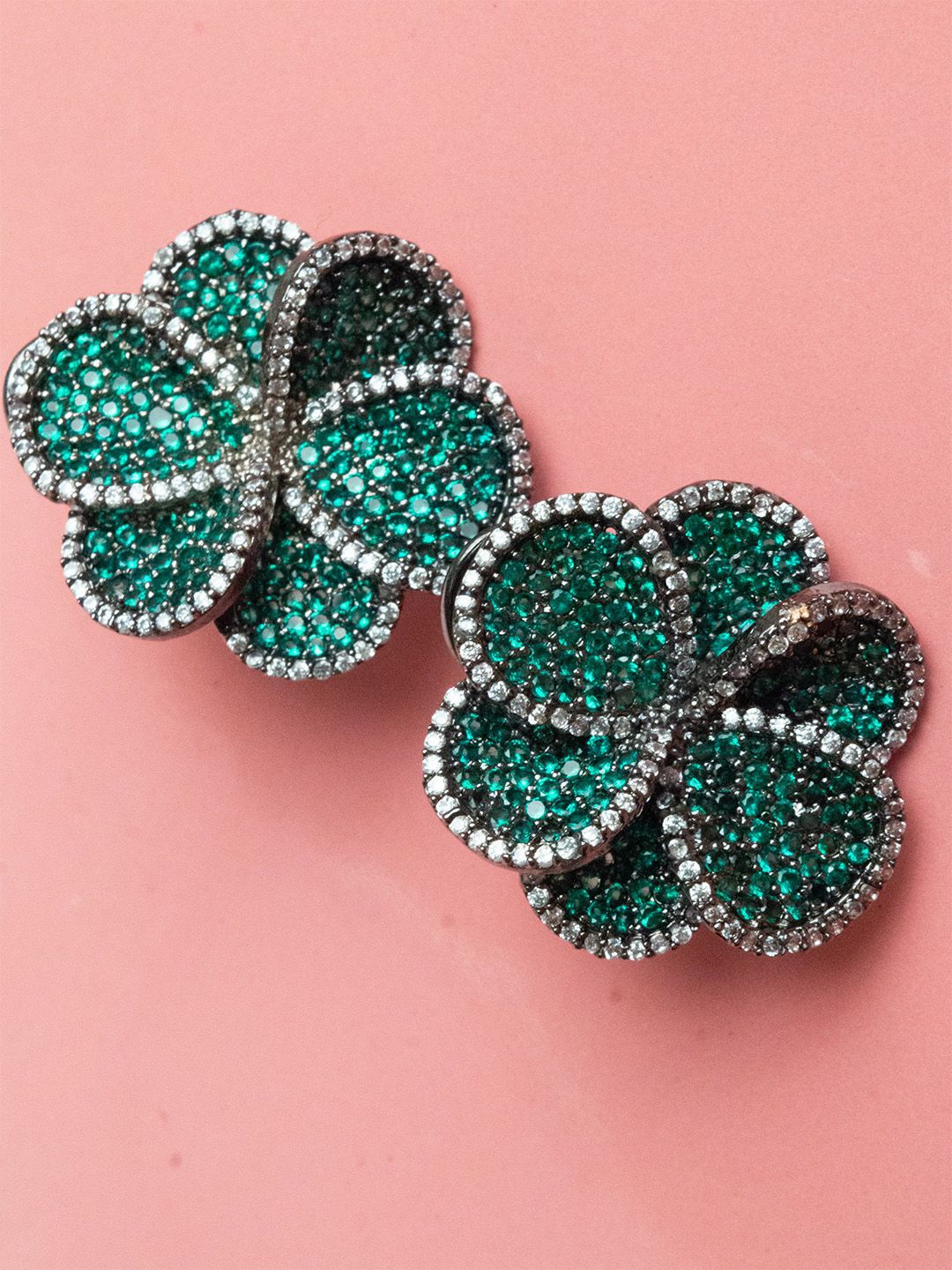 

SHARLEEZ Floral Studs Earrings, Green