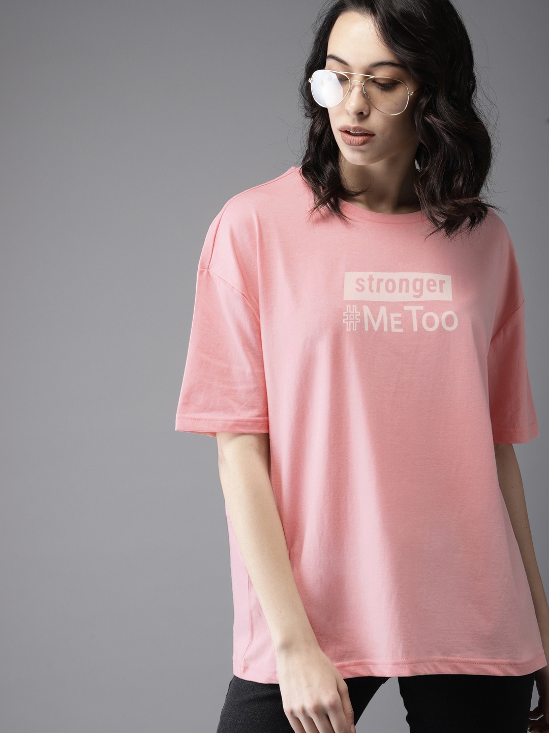 

Moda Rapido #MeToo Oversized Cotton T-shirt, Pink