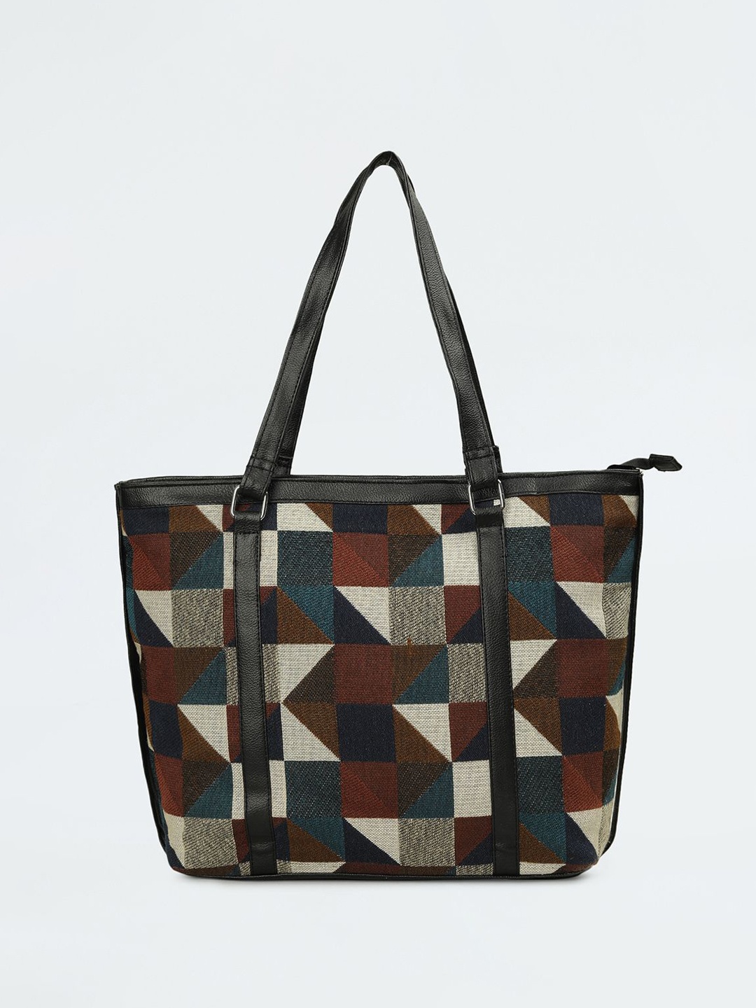 

max Women Checked Shopper Cotton Shoulder Bag, Brown