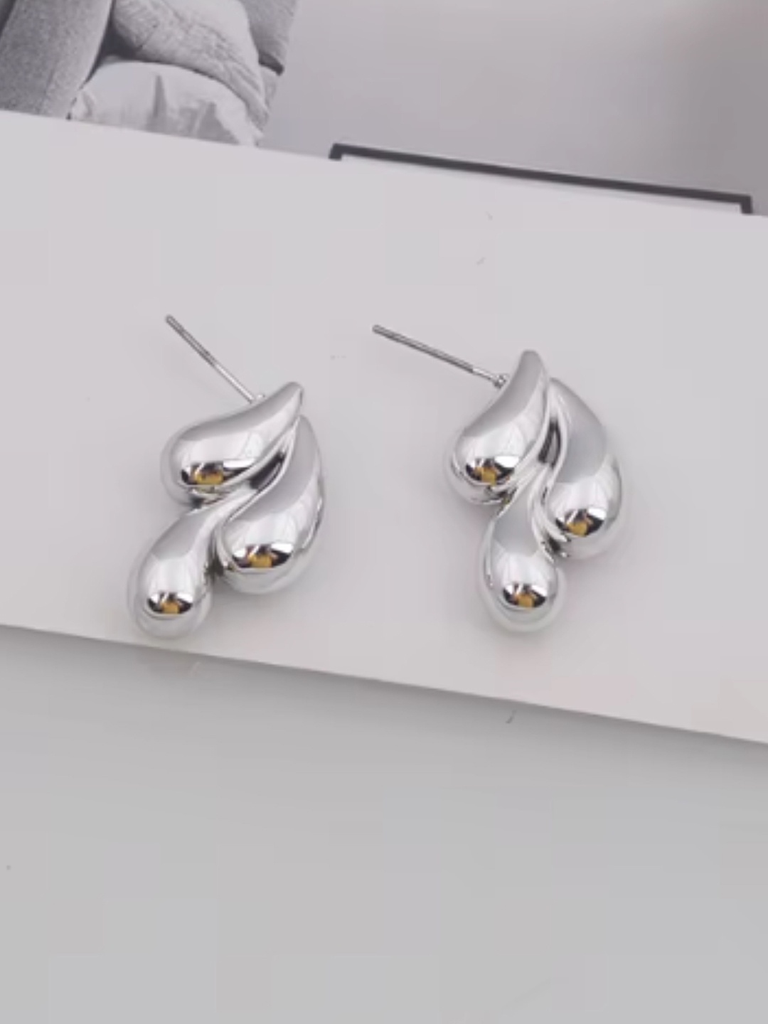 

SUBHAGALANKAR Teardrop Shaped Studs Earrings, Silver