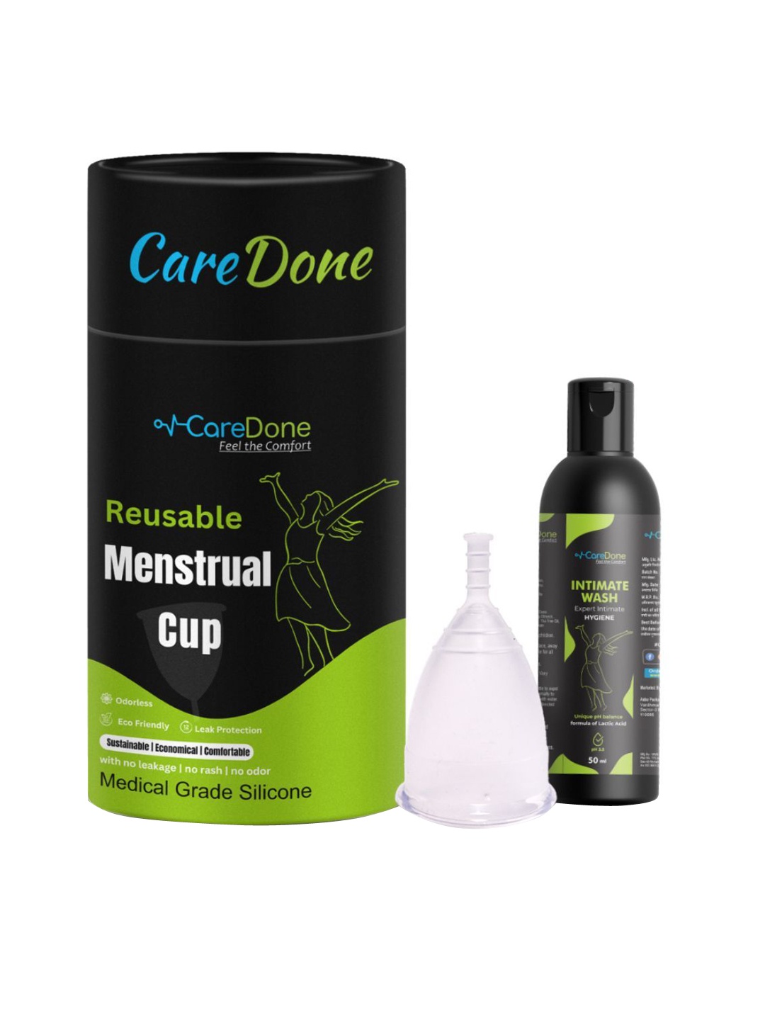 

CareDone Reusable & Leakproof Menstrual Cup With Intimate Wash - 50 ml, White
