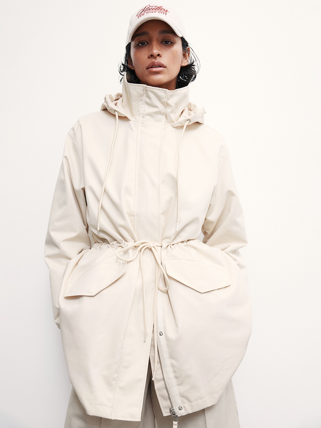 

H&M Oversized Hooded Parka, Beige
