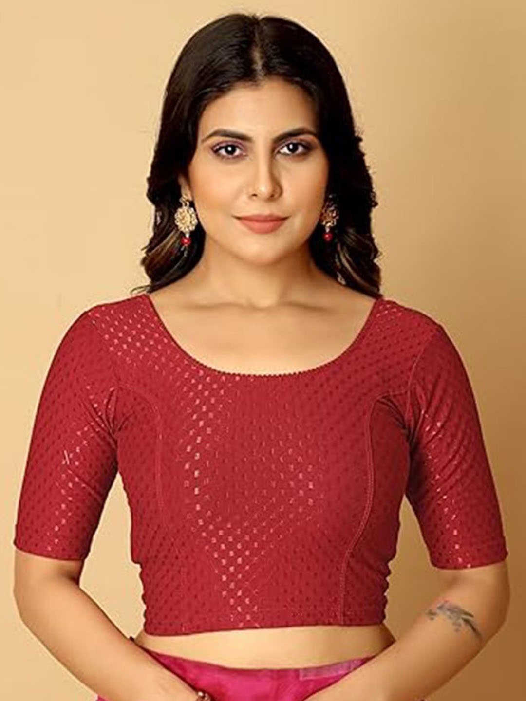 

Jaanvi Woven Design Saree Blouse, Maroon