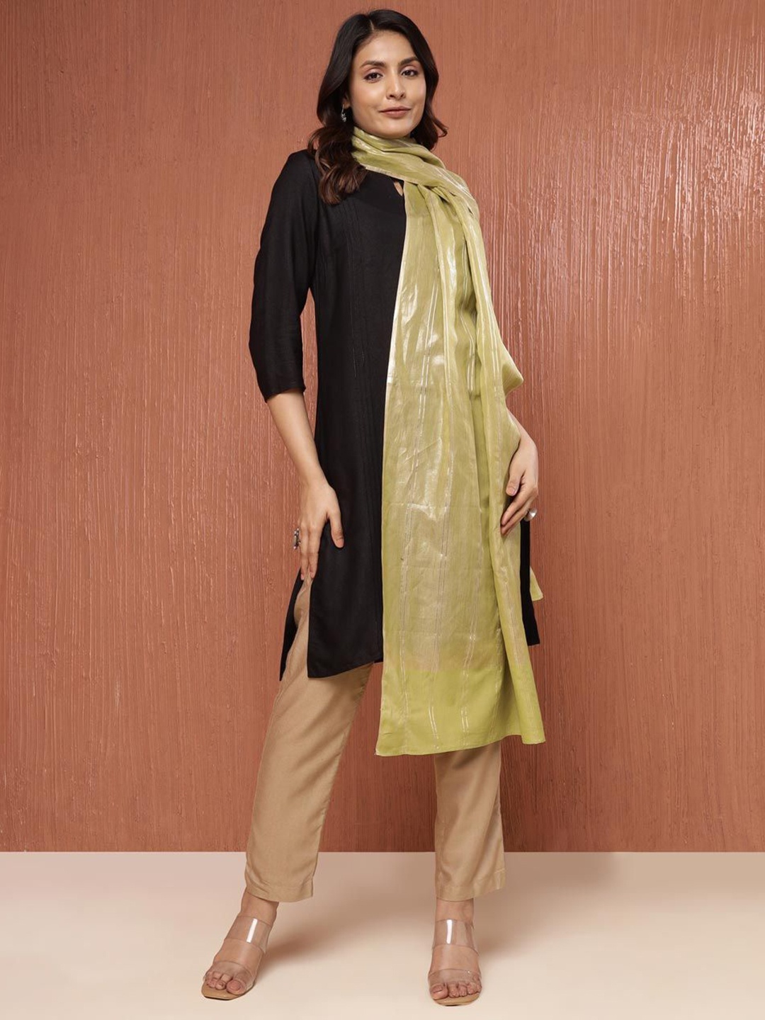 

Fabindia Women Striped Stole, Yellow