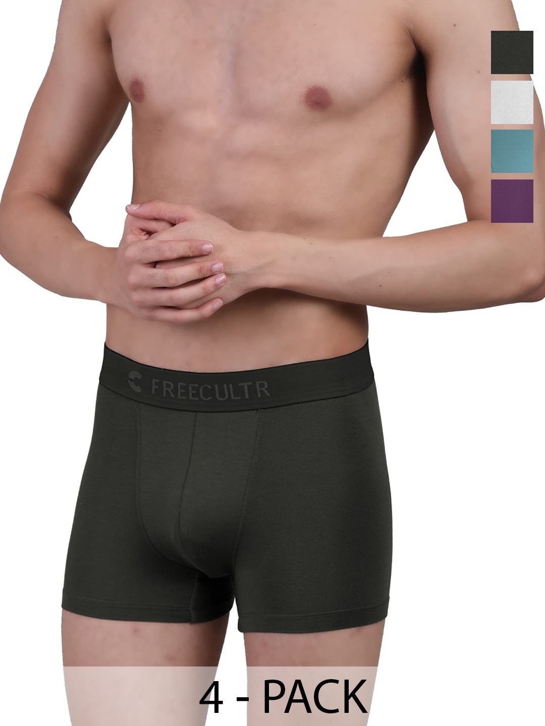 

FREECULTR Pack Of 4 Anti Bacterial Micromodal Trunks, Purple