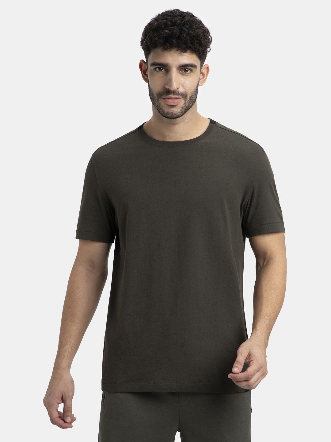 

Jockey Super Combed Cotton Round Neck Solid Half Sleeve T-Shirt - AM69, Olive