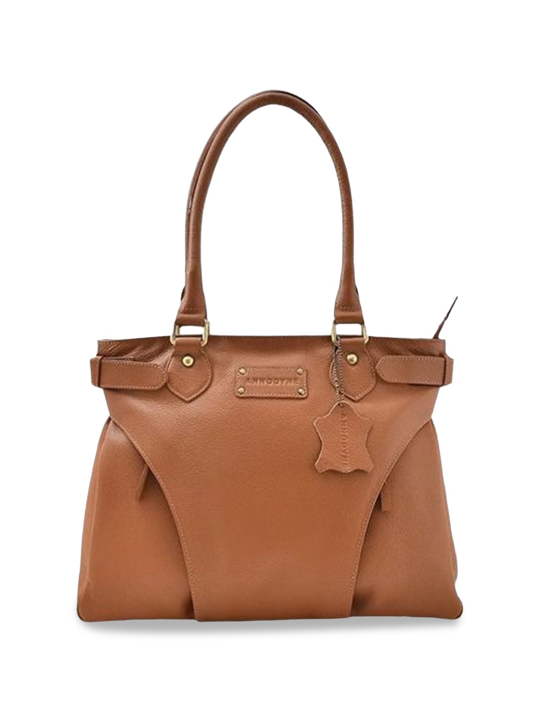 

ANNODYNE Women Solid Structured Leather Handheld Bag, Tan