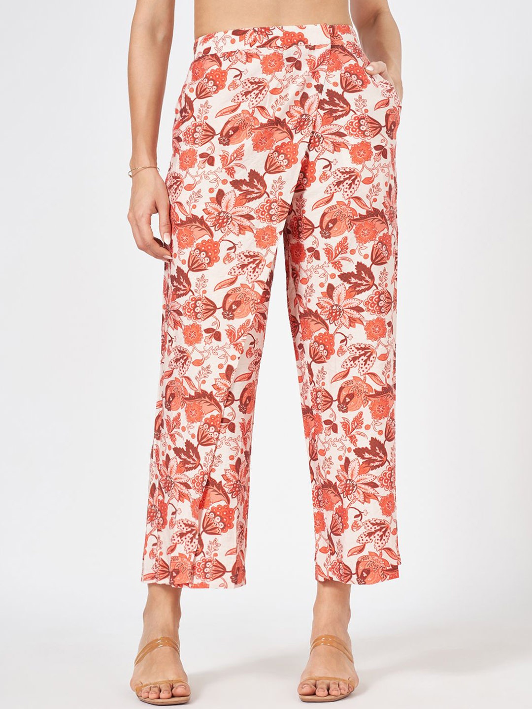 

Honey by Pantaloons Printed Mid Rise Trousers, Rust