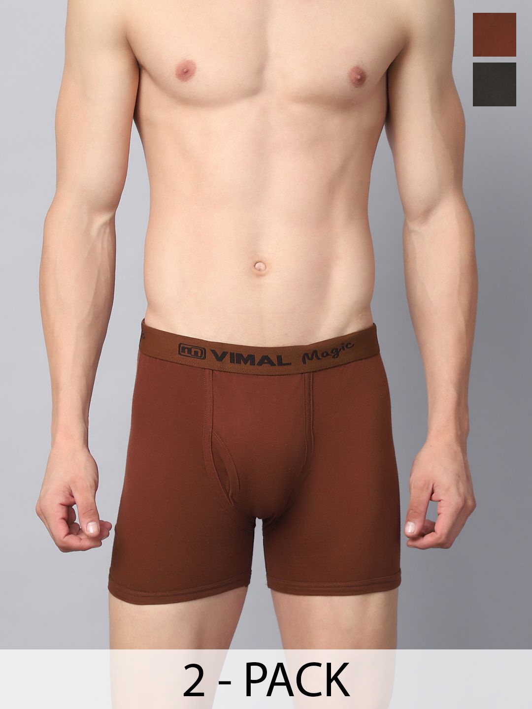 

VIMAL JONNEY Cotton Pack Of 2 Assorted Cotton Breathability Trunks