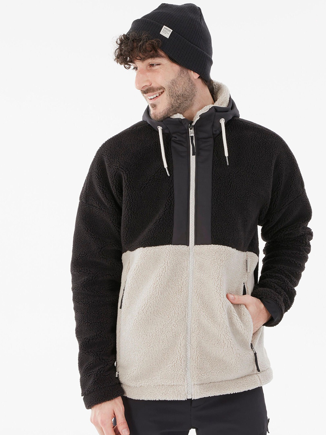 

Quechua By Decathlon Men Hooded Colourblocked Sports Sporty Jacket, Black