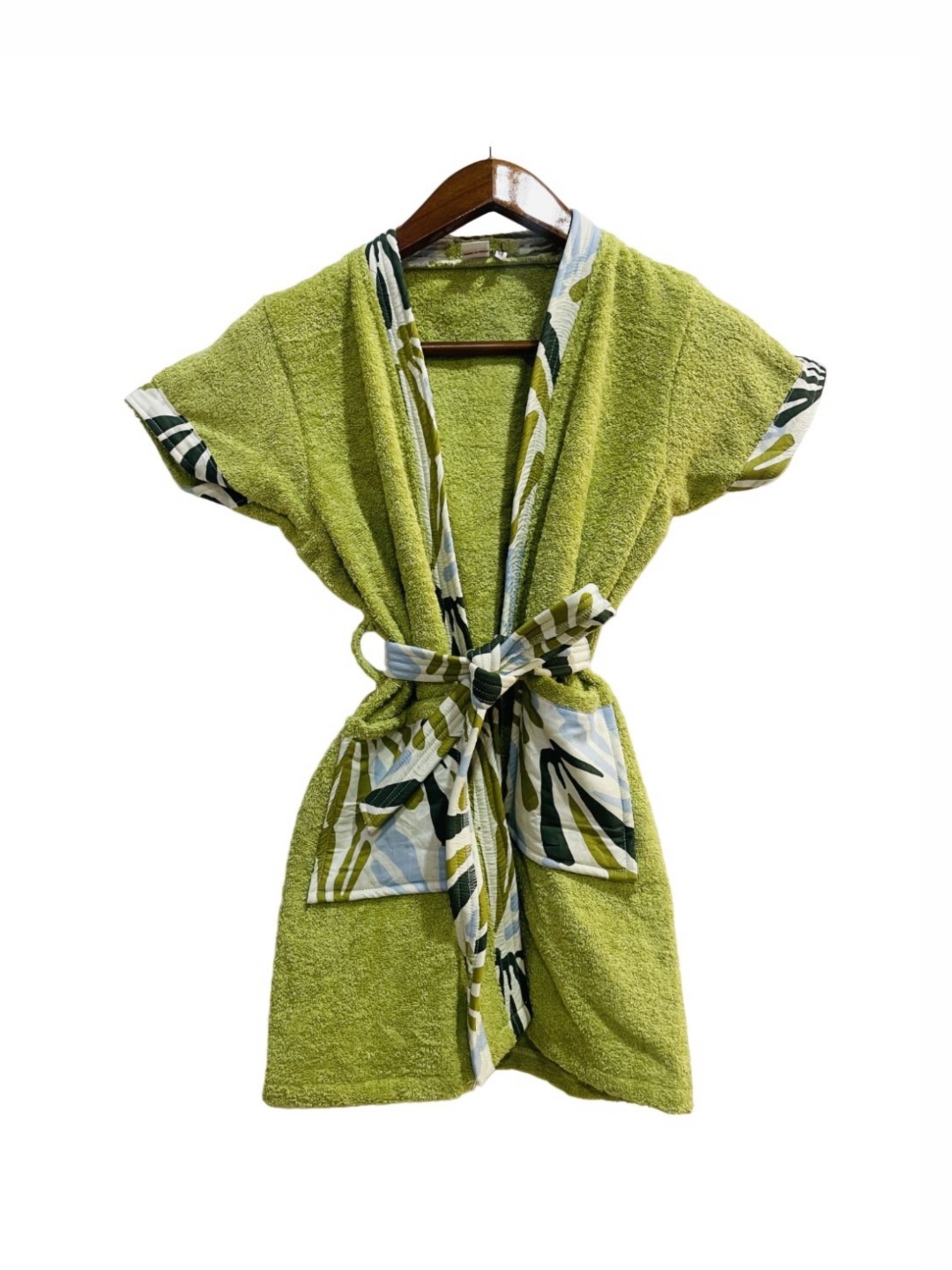 

GAB Kids Printed Pure Cotton Bath Robe With Belt, Green