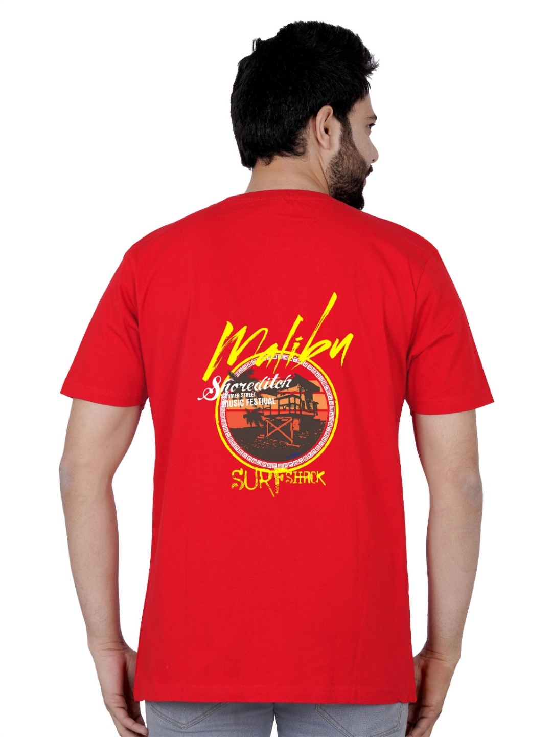 

LA MILANO Men Graphic Printed Round Neck Pure Cotton Slim Fit T-shirt, Red