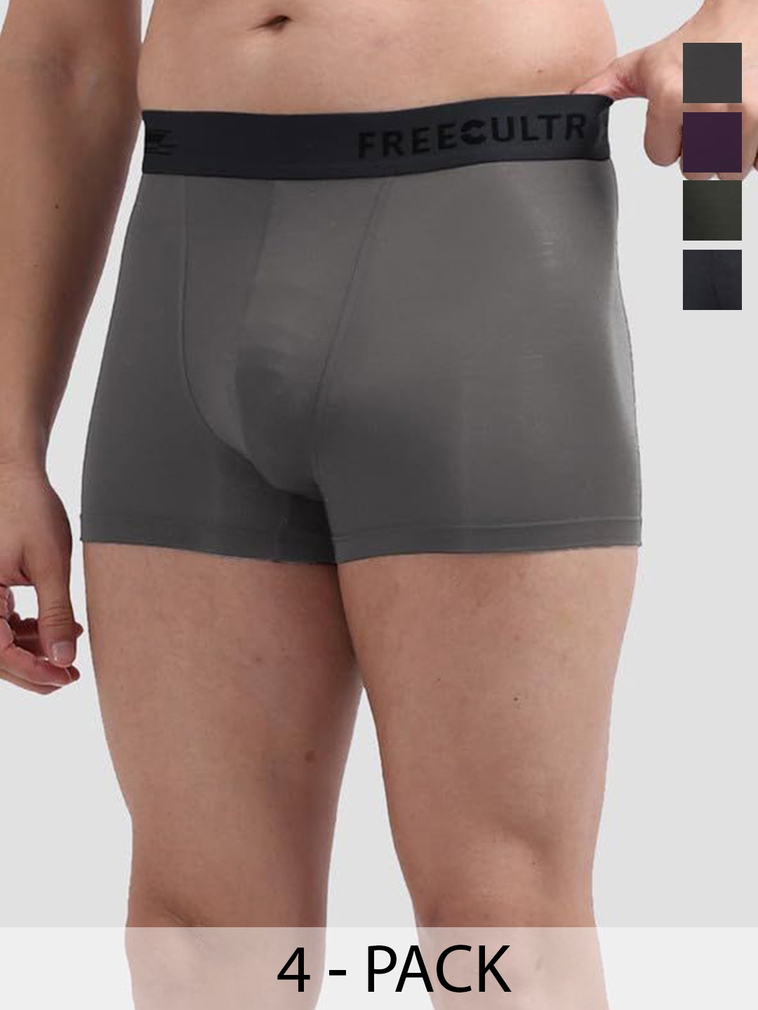 

FREECULTR Pack Of 4 Anti Bacterial Trunks, Grey