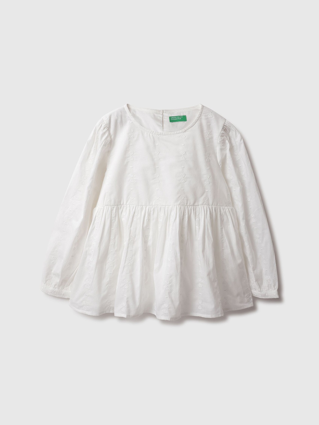 

United Colors of Benetton Girls Embroidered Cotton Top, White