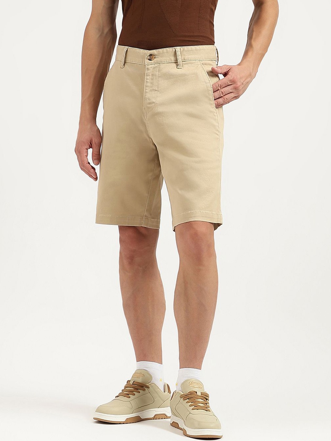 

United Colors of Benetton Men Slim Fit Cotton Shorts, Beige