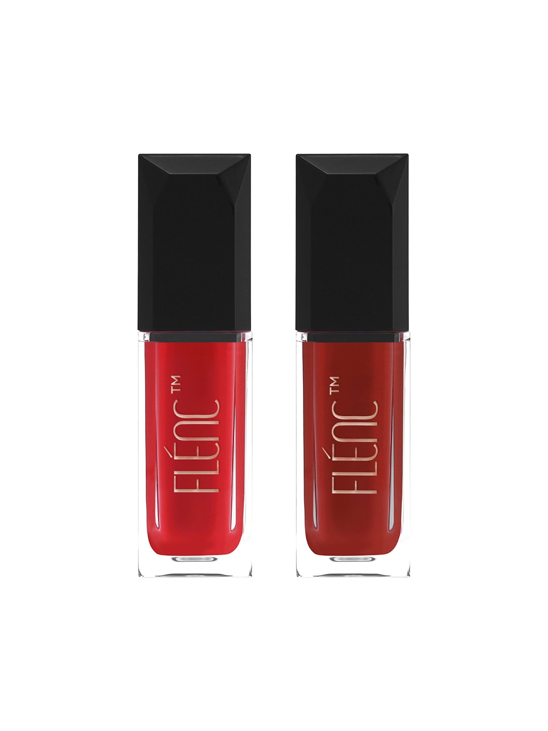 

FLENC 2Pc Cryla Smudge-Proof Velvet Matte Liquid Lipstick- 5 ml Each -Barcelona-Kuwait, Red