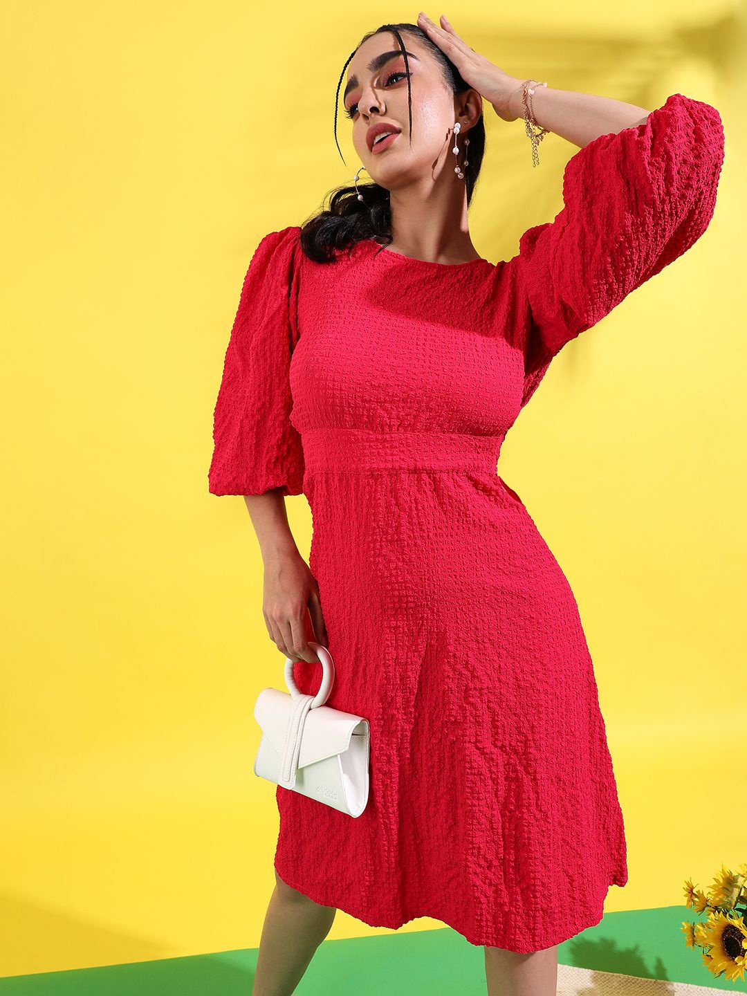 

PINACOLADA Cut-Outs Detail A-Line Dress, Red