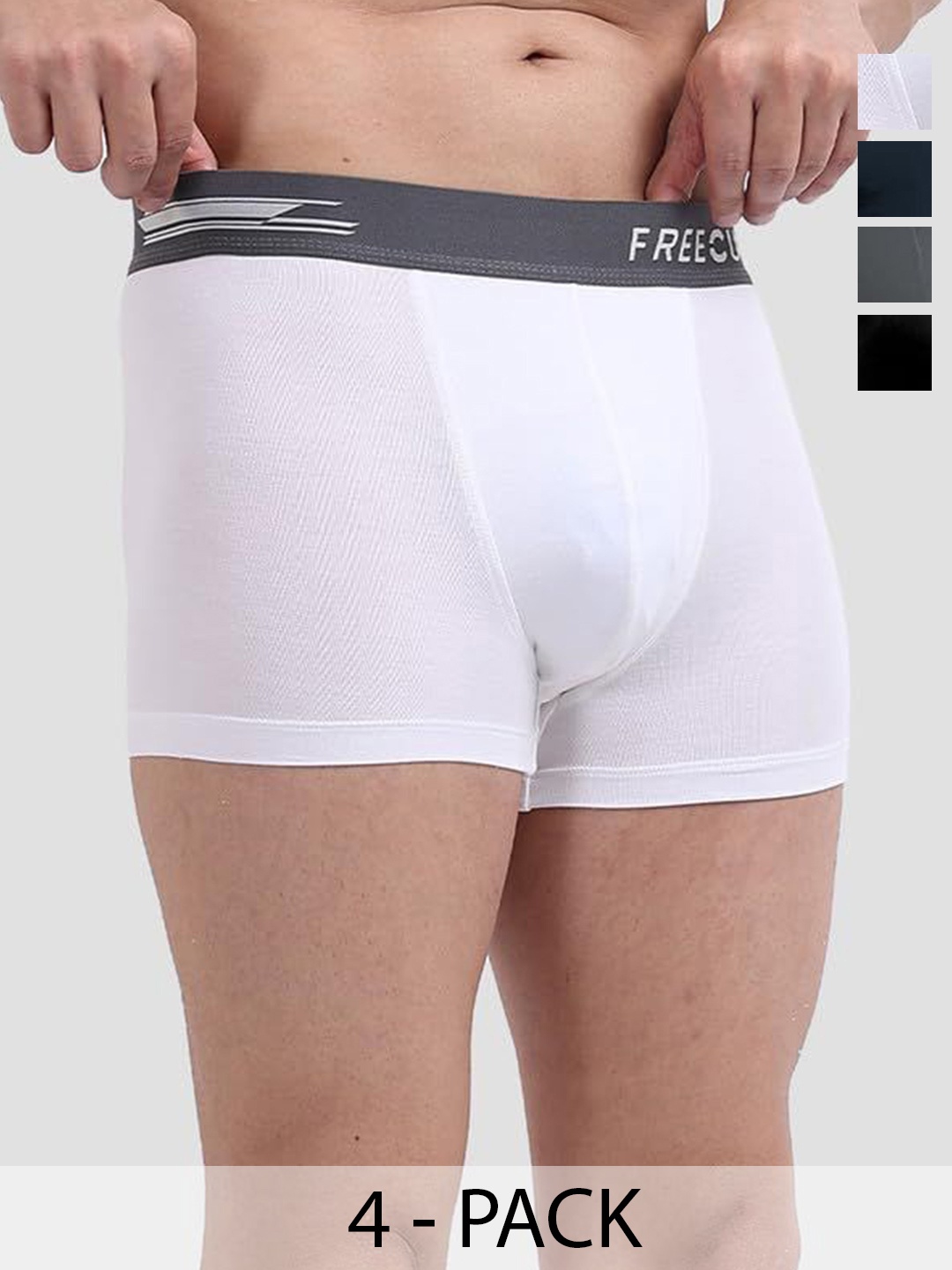 

FREECULTR Pack Of 4 Anti Bacterial Micromodal Trunks, White