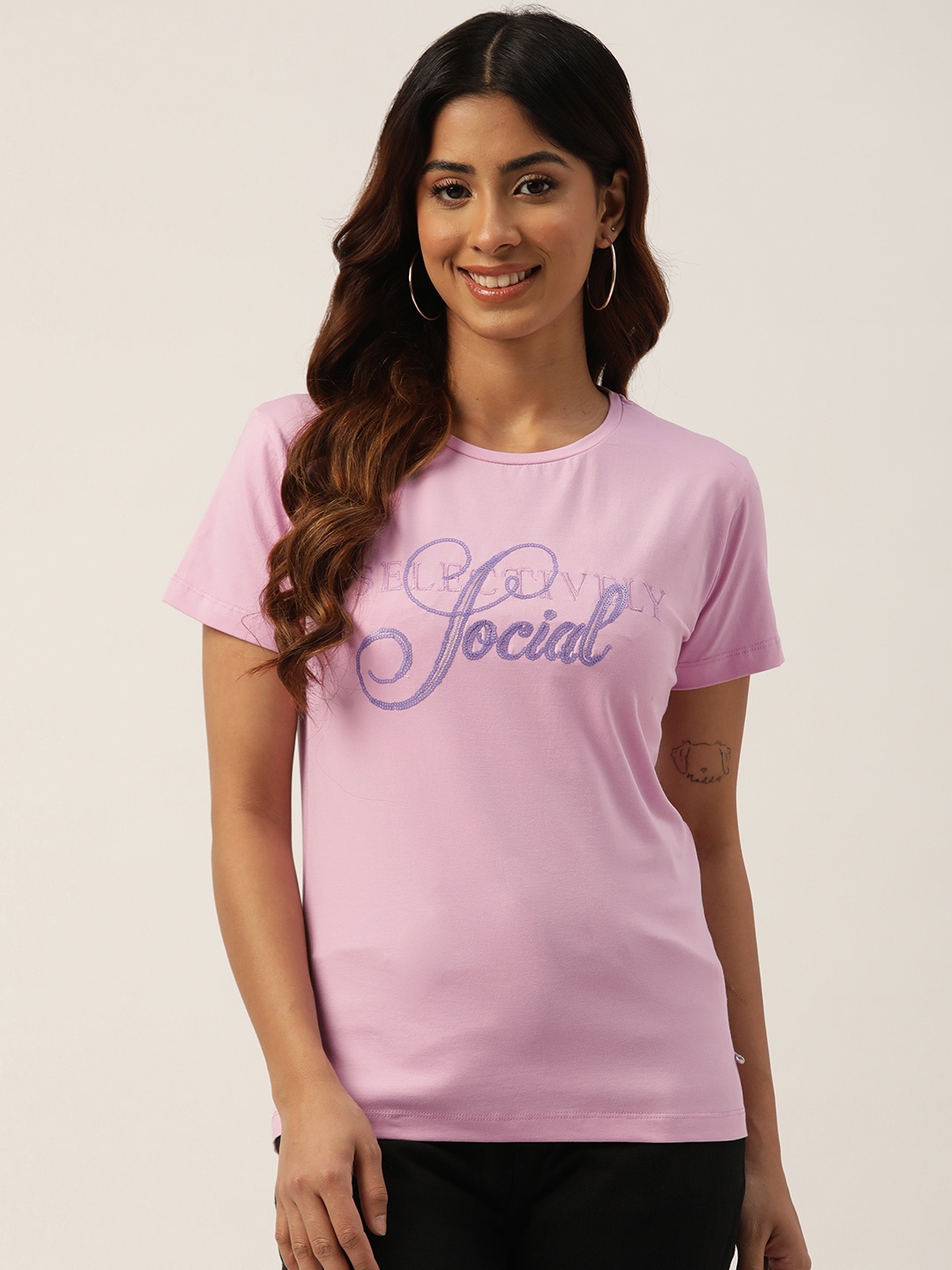 

Monte Carlo Embroidered & Sequinned T-shirt, Lavender