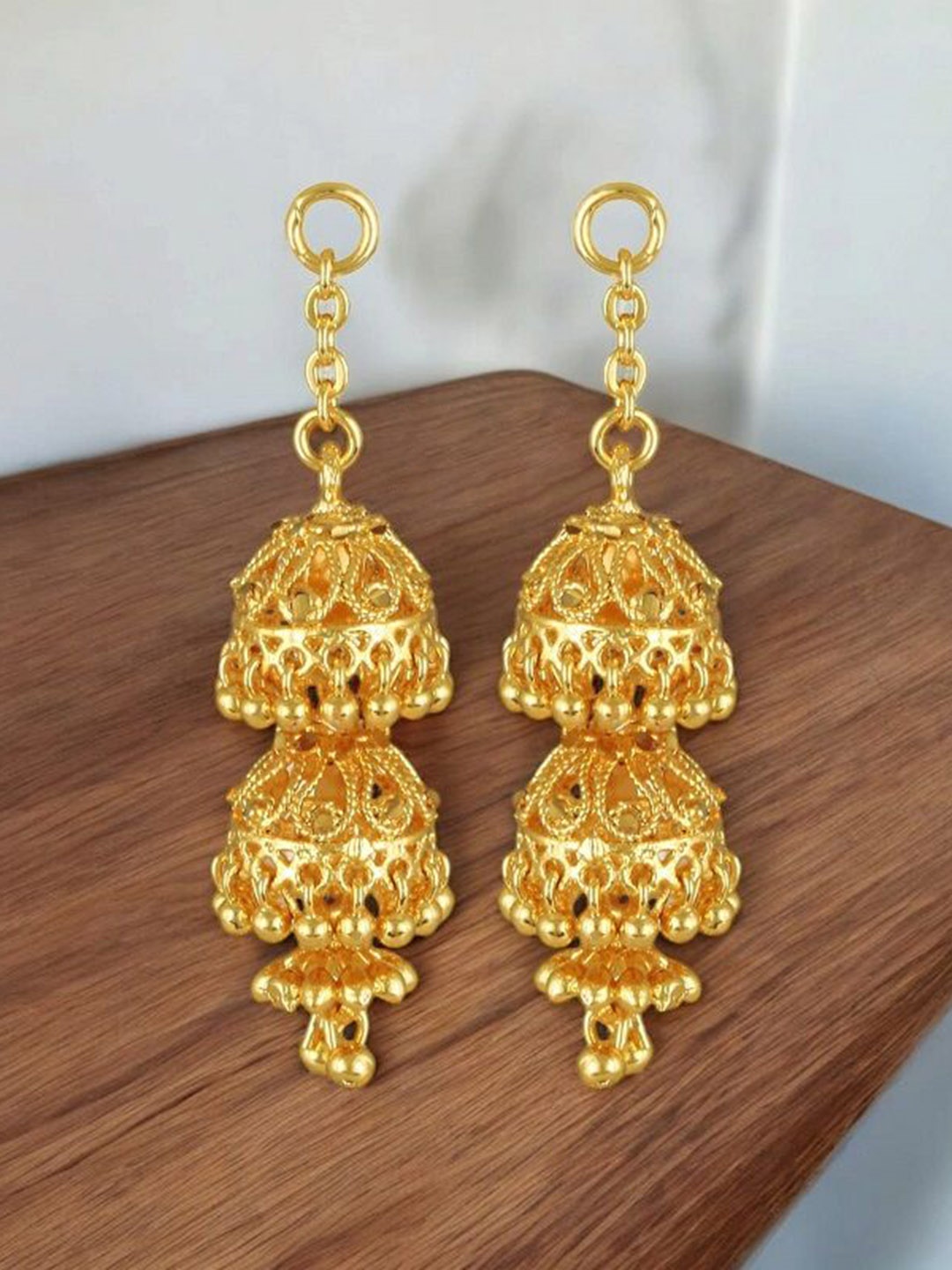 

Vighnaharta Gold-Plated Dome Shaped Jhumkas