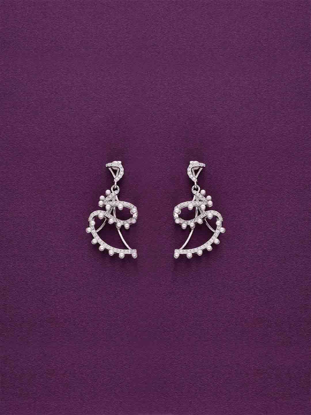 

KAI JEWEL 925 Sterling Silver Rhodium-Plated CZ Studded Contemporary Drop Earrings