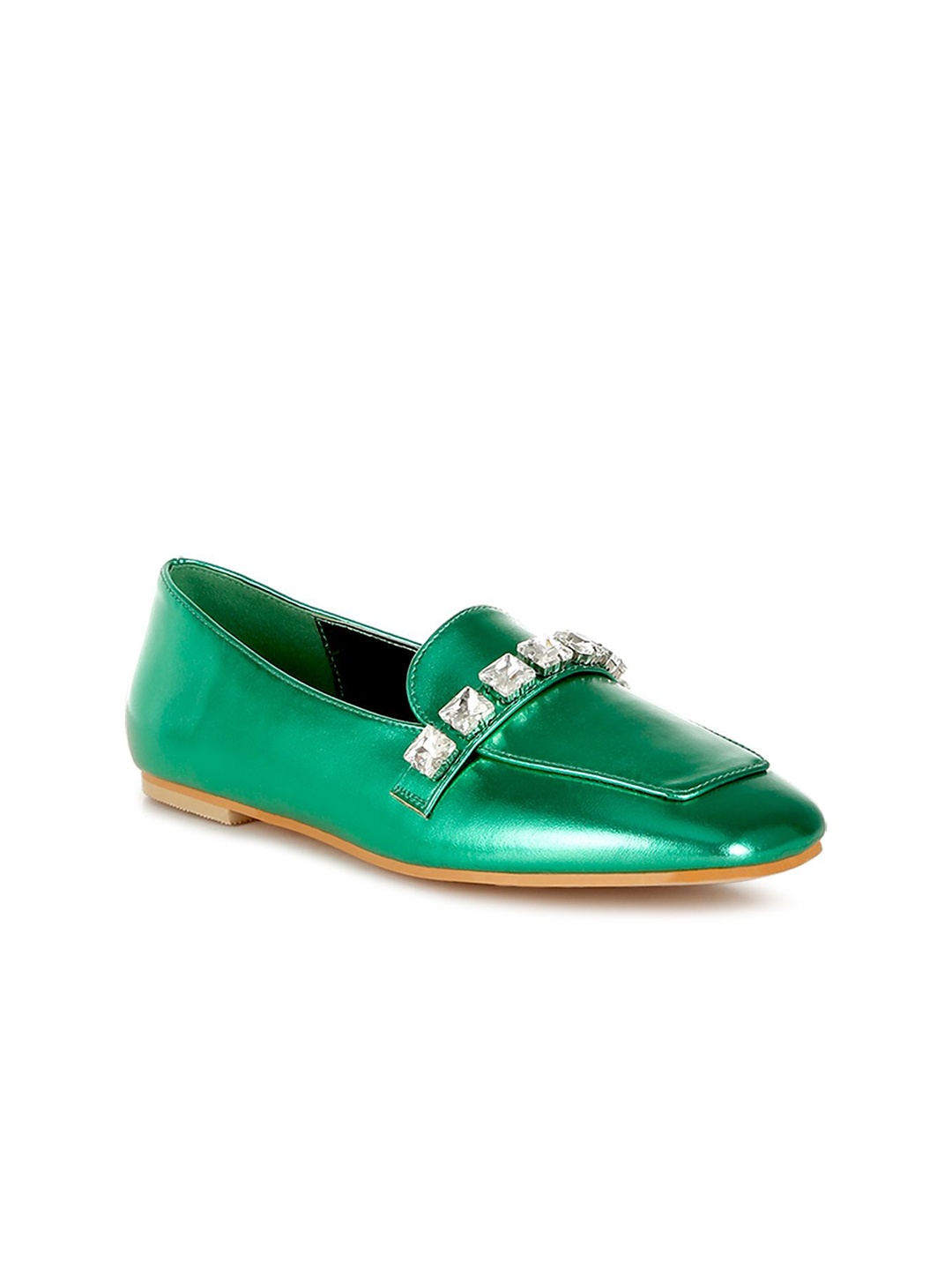 

RAG & CO Women Printed Patent Leather Slip-On Sneakers, Green